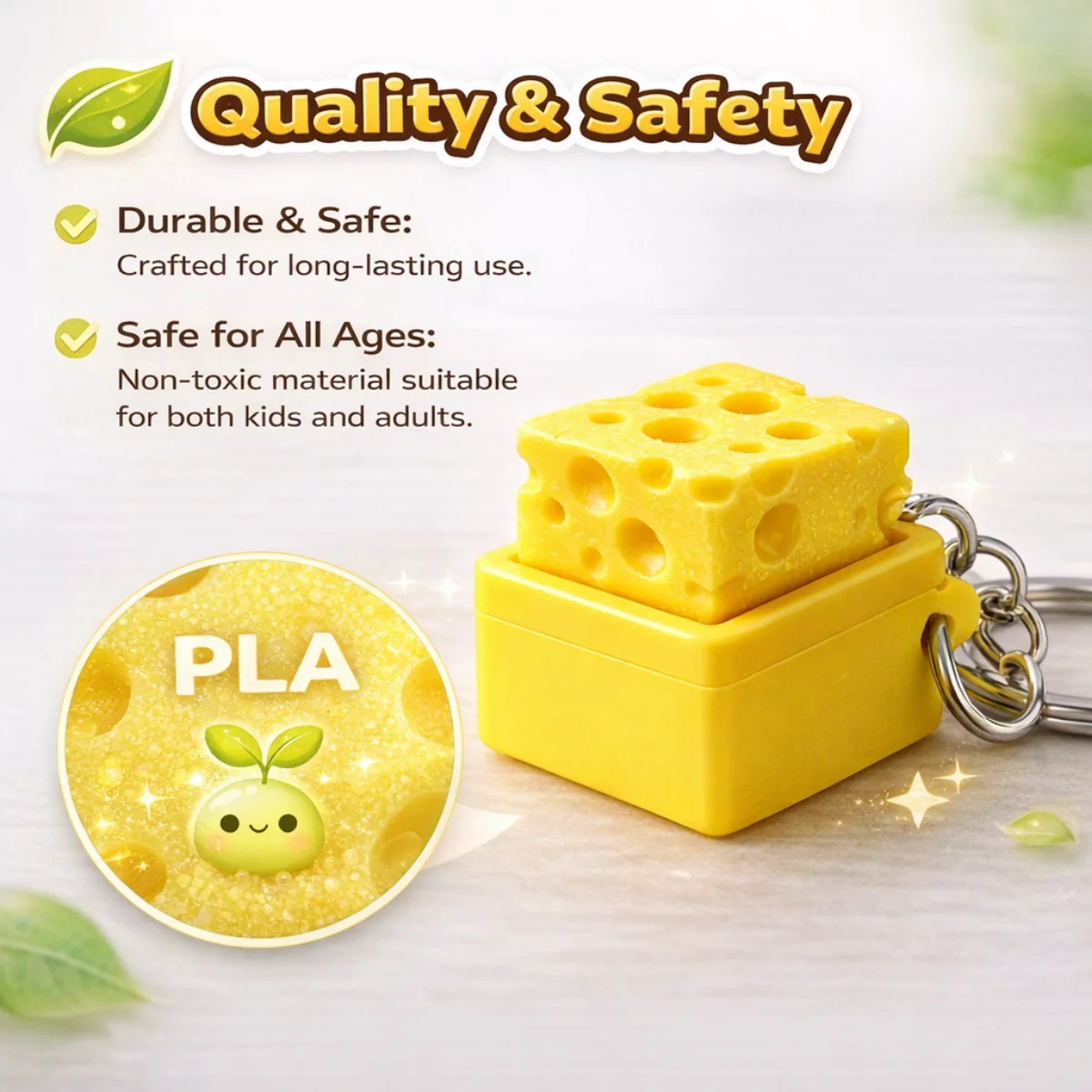 Käse-Clicker Fidget-Schlüsselanhänger, Käse-Tastatur-Stil Sensorisches Spielzeug zur Stresslinderung, Angst- und ADHS-Behandlung, Entspannungsgeschenk für Kinder – Detail 3
