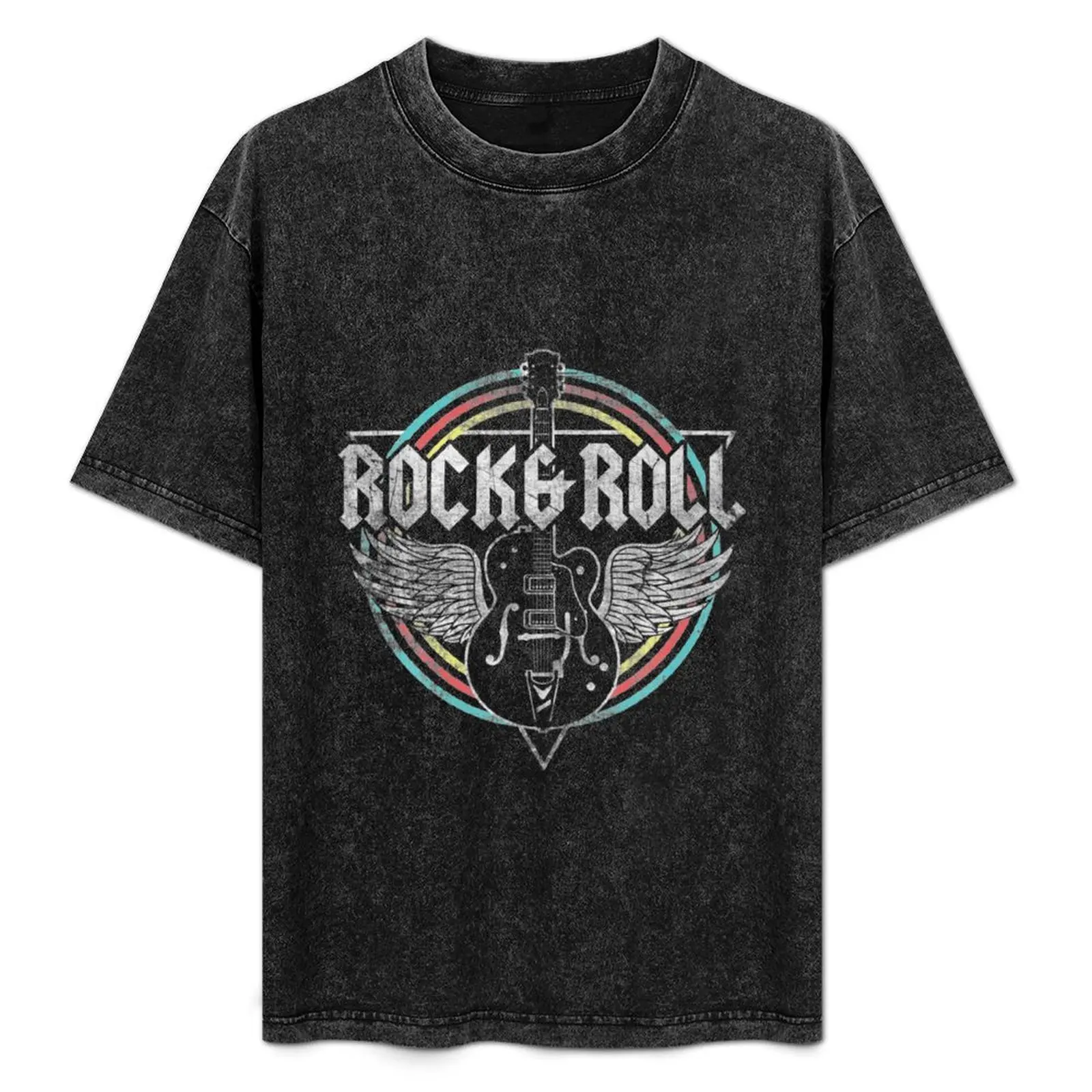 Rock Roll Guitar Wings Music T Shirt T-Shirt All Match Basic Short Sleeve Top