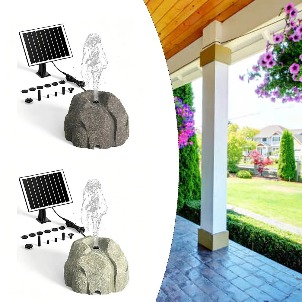 Solar Bird Bath Fountain Outdoor Solar Water Fountain Pump Garden Water Feature For Pool Pond Resin Granite Rock