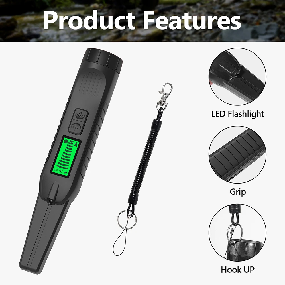 يده للكشف عن المعادن مقاوم للماء Golder مكتشف المعادن محدد 360 درجة كشف أداة شاشة الكريستال السائل الكنز هنتر #5