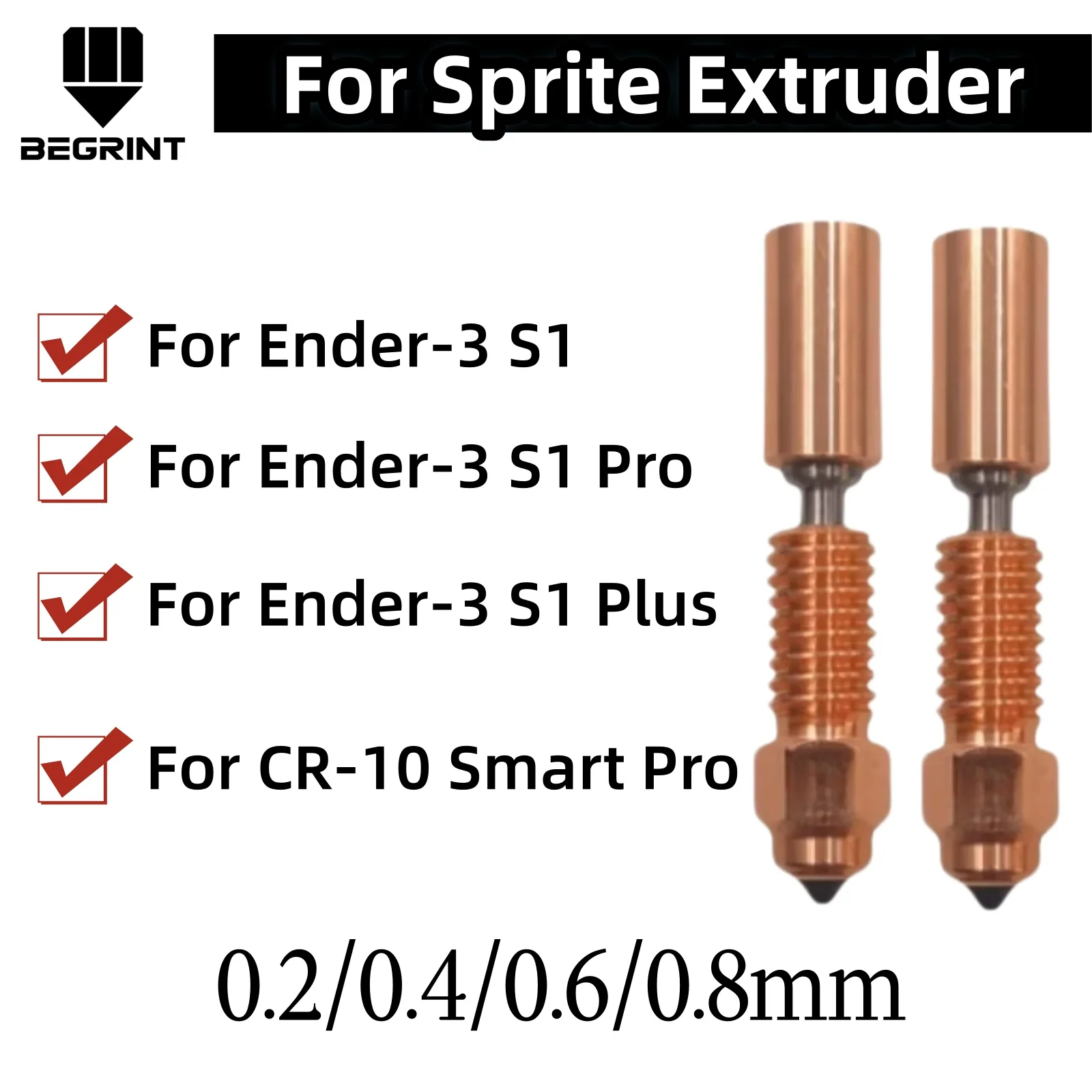 

Copper Titanium Quick-Swap Nozzle Sprite Extruder Pro Kit, High Precision Printing Parts for Creality Ender-3 S1 CR-10 Smart Pro