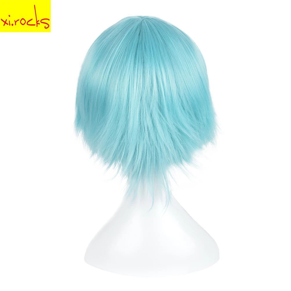 3158 Xi.rocks 12inch Blue Short Curly Hairstyle Cosplay  Synthetic Heat Resistant Kuroko's Basketball Kuroko Tetsuya Wig