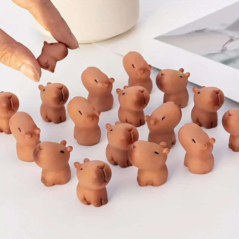 20Pcs Mini Capybara Figurines, Cute Resin Capybara Ornaments, Micro Landscape Decoration, DIY Bonsai Aquarium Dollhouse Decoration
