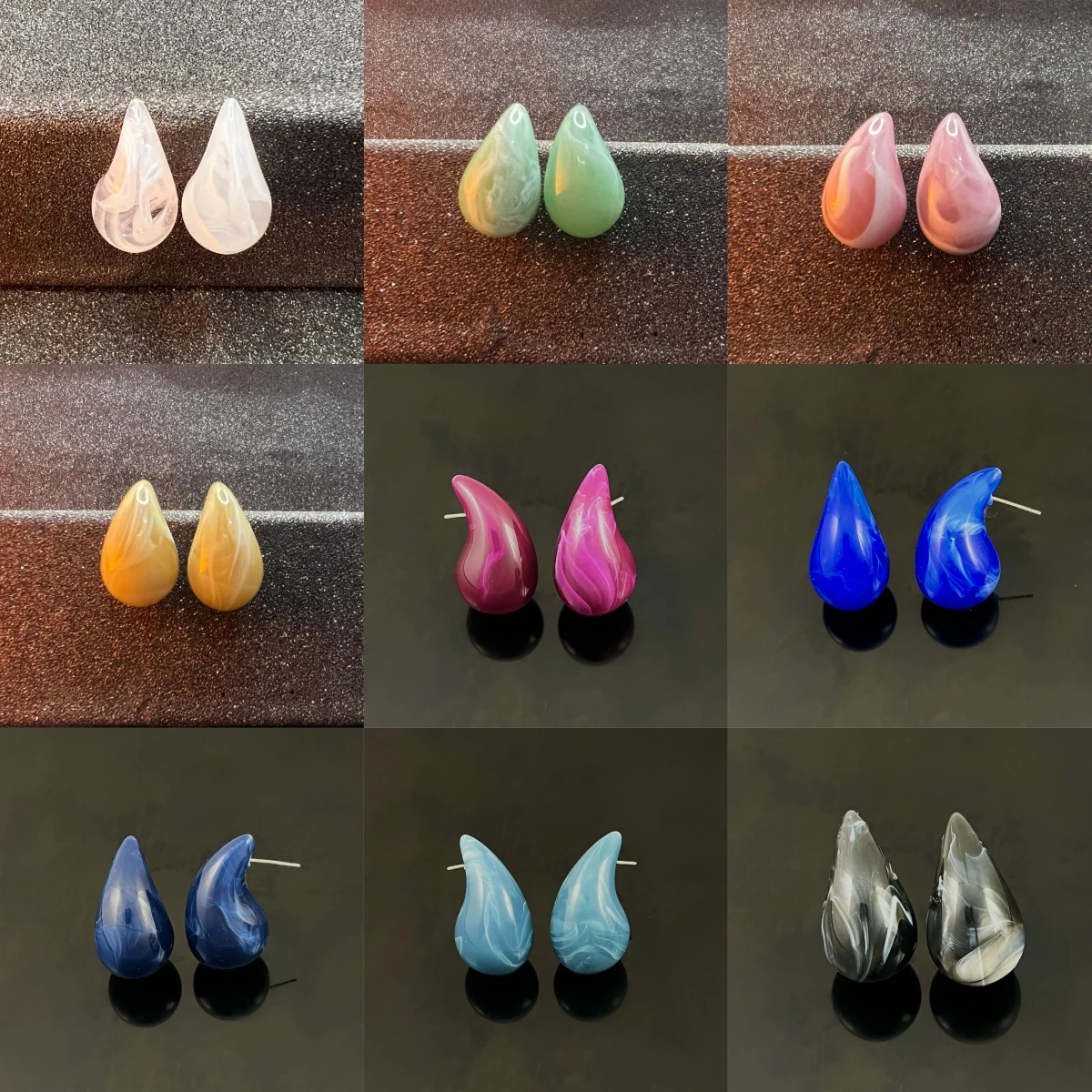 Fashionable Women's Earring Accessories Unique Plastic Resin Baked Paint Drop Earrings Luxury Sensation Lightweight Waterdrop Je