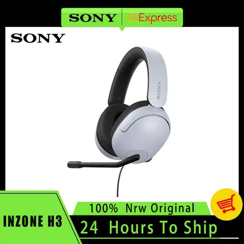 소니 INZONE H3 유선 게이밍 헤드셋, 오버이어 E 스포츠 헤드폰, 360 공간 사운드, 흰색