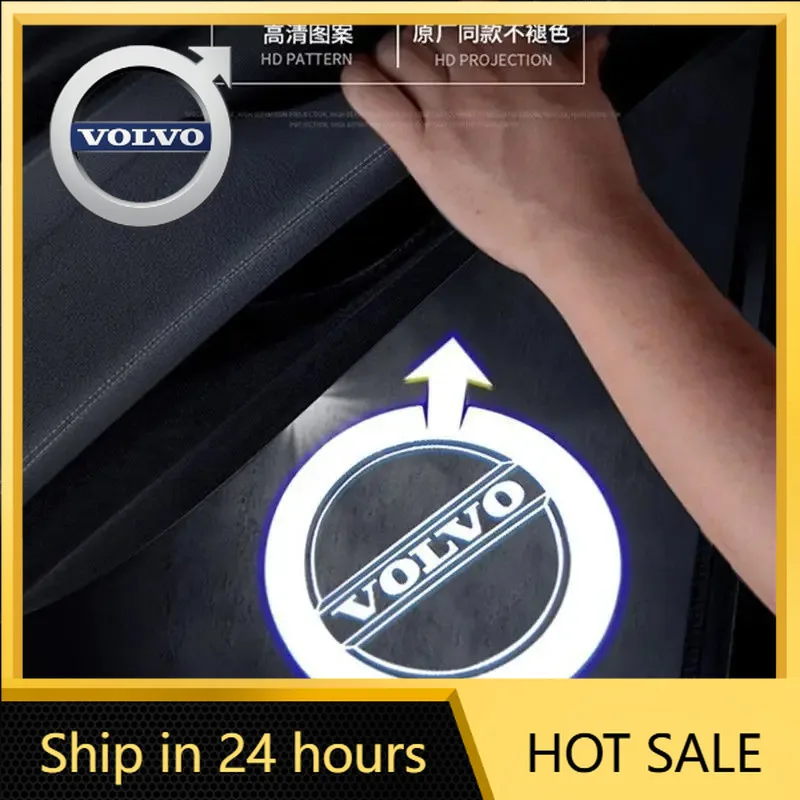 

2026 Новинка для эмблем Volvo, 2 шт., эмблема двери автомобиля, светодиодная лампа, лампа приветствия, беспроводной лазерный проектор для Volvo XC40 XC90 V40 V90 V60
