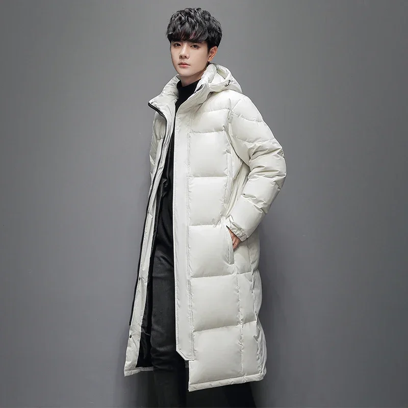 Inverno longo para baixo jaqueta marca na moda cor sólida com capuz pato branco para baixo parka feminino roupas de esqui ao ar livre casaco leve