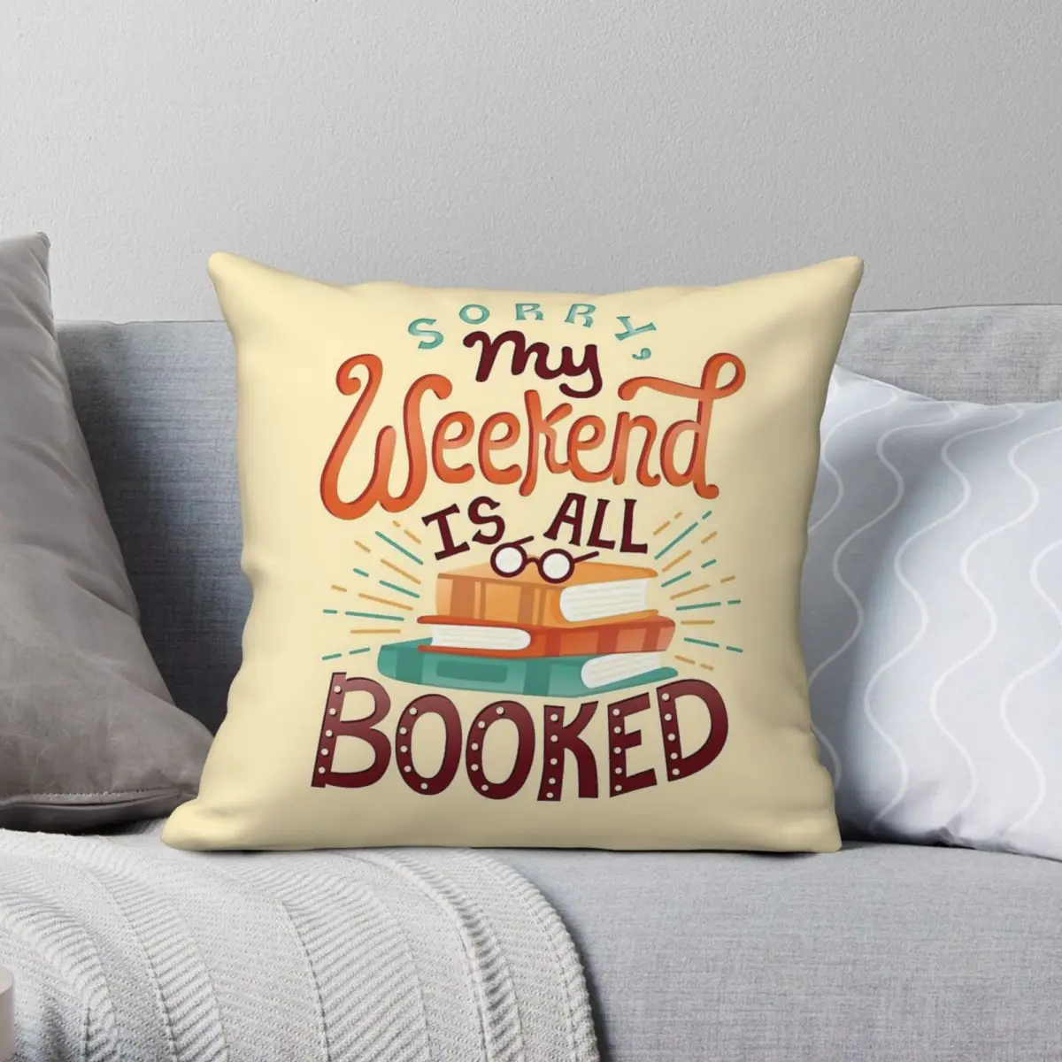 Weekend Is All Booked Square Pillowcase Polyester Linen Velvet Printed Zip Decorative Pillow Case Car Cushion Cover