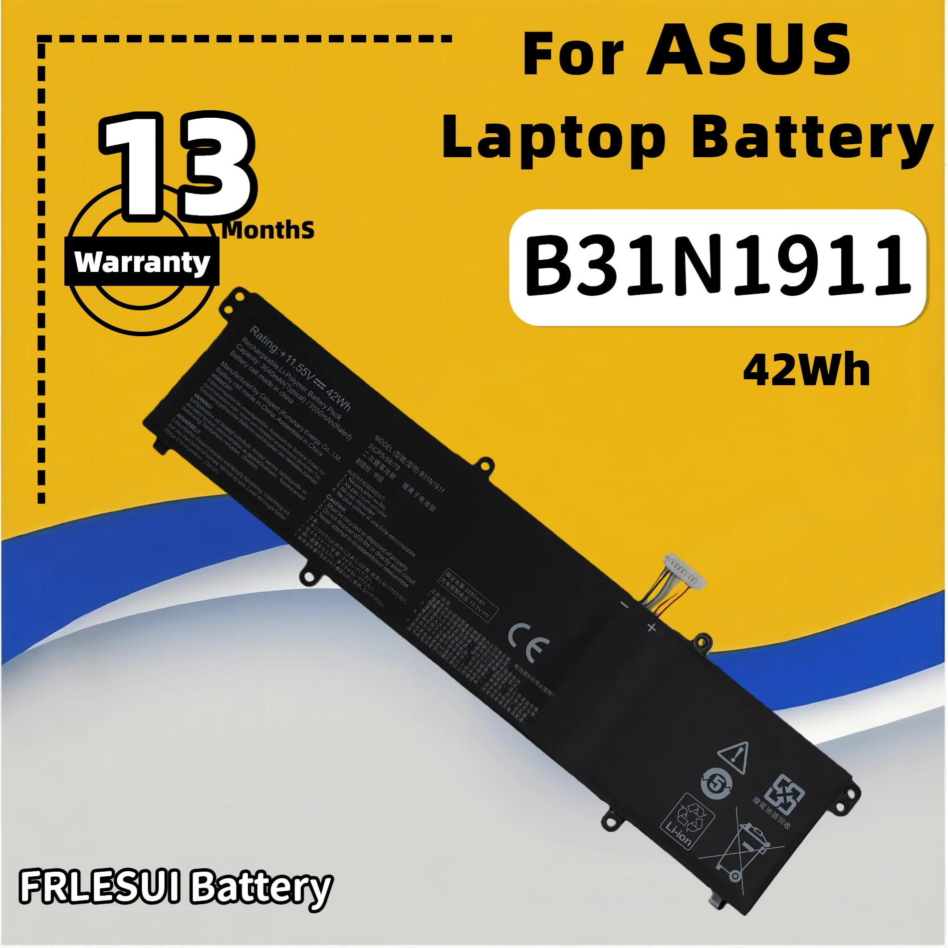

FRLESUI For ASUS VivoBook Flip 14 TM420IA TP470EA M413DA M413DA-EK162T M413DA-EK007T X421DA X421E B31N1911 Laptop Battery