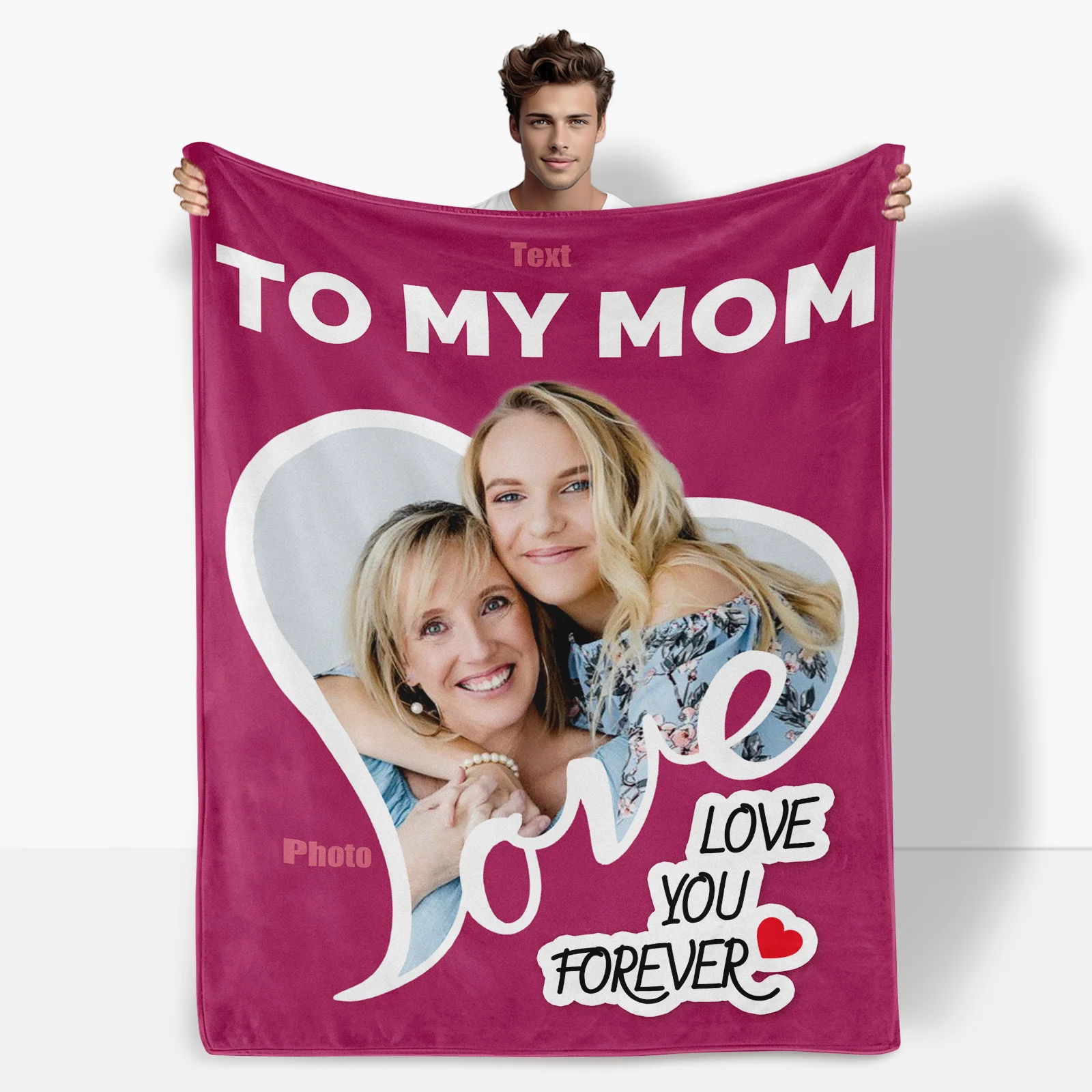 

Personalized Heart And Love Design Blanket For Mom Cozy Warm Throw Creative Custom Gift For Mother Thoughtful Present Special