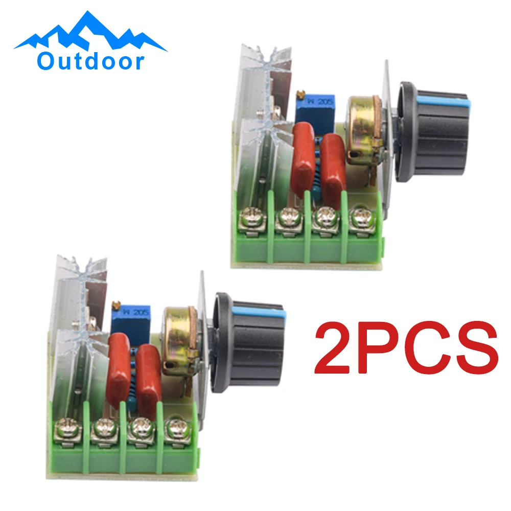 2PCS Electrical Motor Speed Controller Motor Voltage Control Board Adjustable Voltage Regulator Dimming Monitor AC 50-220V 2000W