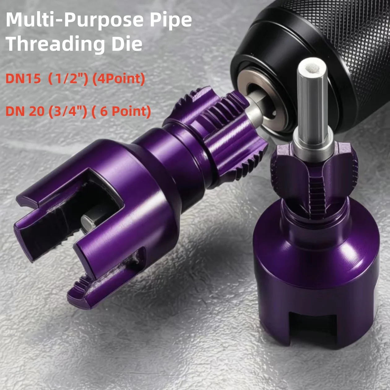

DN15/20 Pipe Threading Tool Hex Shank Internal External Threads Opener 1/2 & 3/4 Inch Water Pipes PPR PVC MPP Threading Making