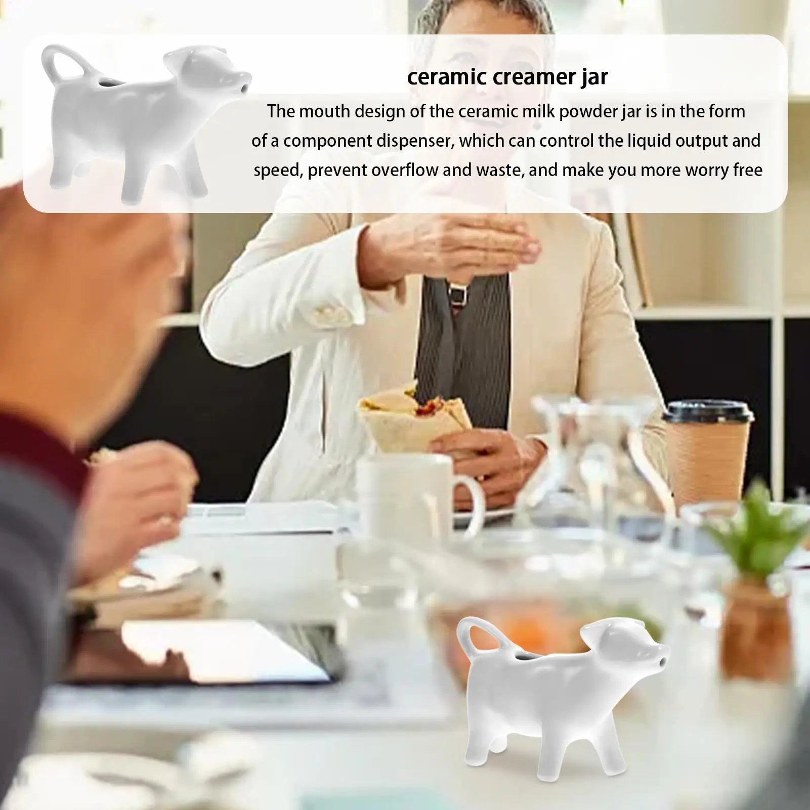 Syrup Pitcher Heat Resistant Ceramic Creamer Cow Shape Gravy Dispenser Pourer Frothing Mini Container