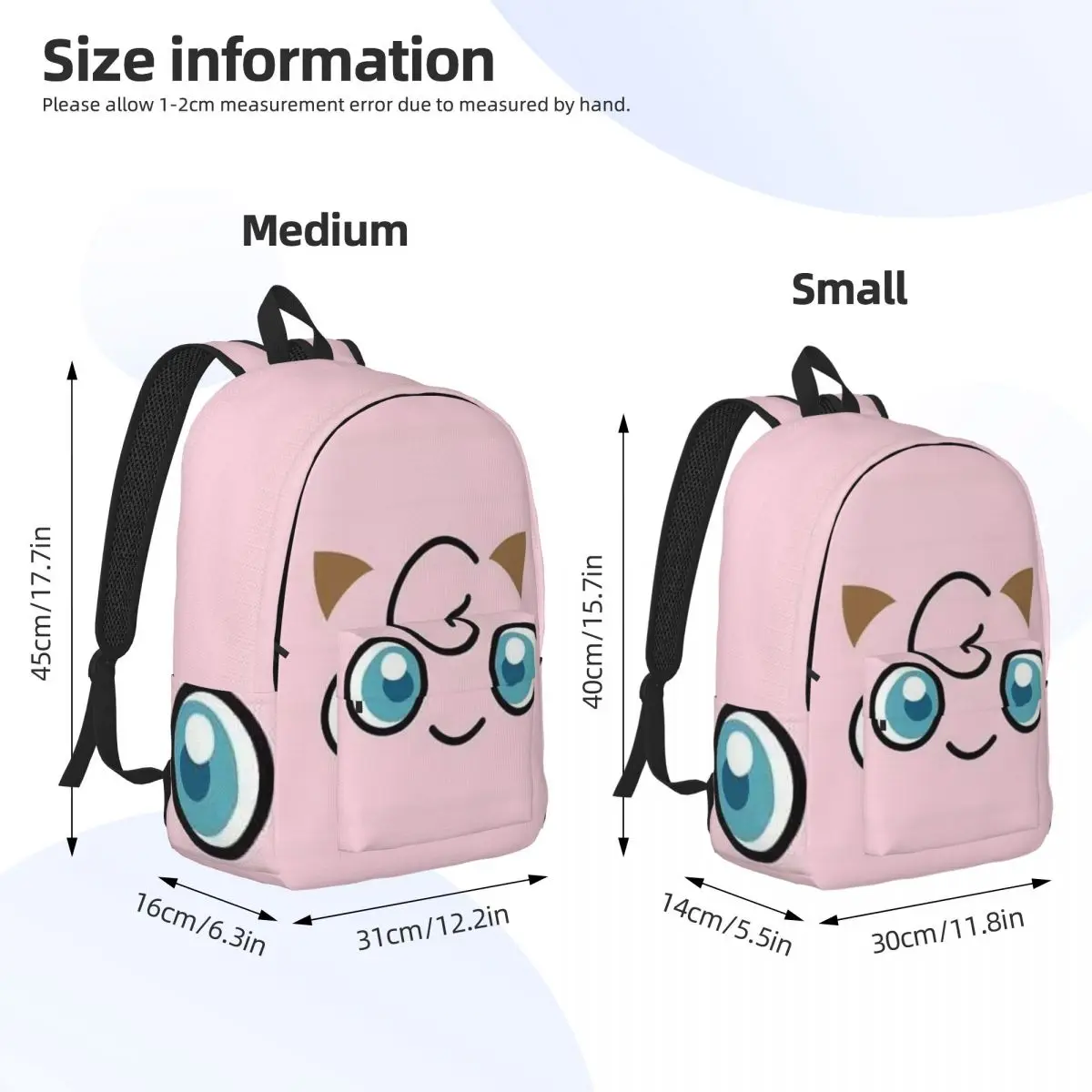 Mochila escolar casual leve impressa L-Pokemons para escola, ao ar livre, compras, escritório 15,7 pol., 17,7 pol.