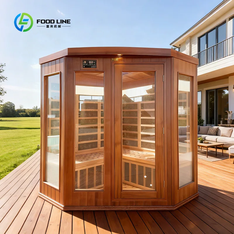 Customized Indoor Dry and Wet Steam Combined Sauna House Hemlock Red Cedar Wood 1-3 Person Sauna Cabin