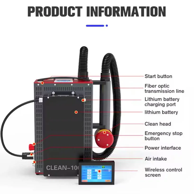 Cheap 100w Pulse Laser Cleaning Machines CE FDA Portable Backpack Mini Lase Cleaner JPT 8kg Lase Tools for Wood Metal Rust Paint