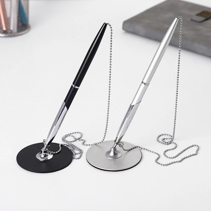 Business Pen Metal Ballpoint Pen Desk Pens with Ball Chain Metal Advertising Gift for Banks, Hotels, and Offices