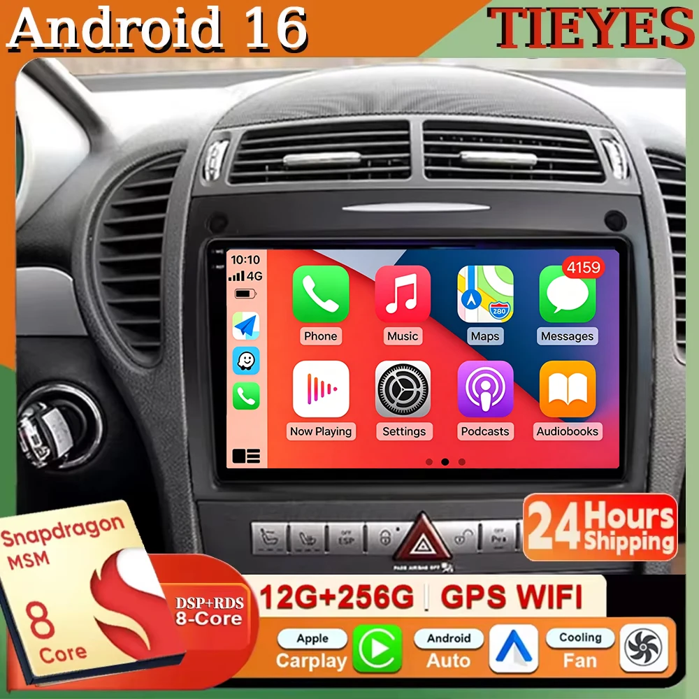 

Android 16 Carplay&Auto Car Radio Navigation Multimedia Stereo Player QLED GPS For Benz SLK-Class R171 2004 - 2011 bt