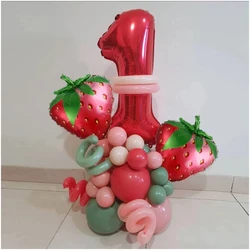 Birthday Party Decoration Strawberry Number Balloon Kit Kids Girl 1-9 Years Old Red Digit Balloon Birthday Party Supplies