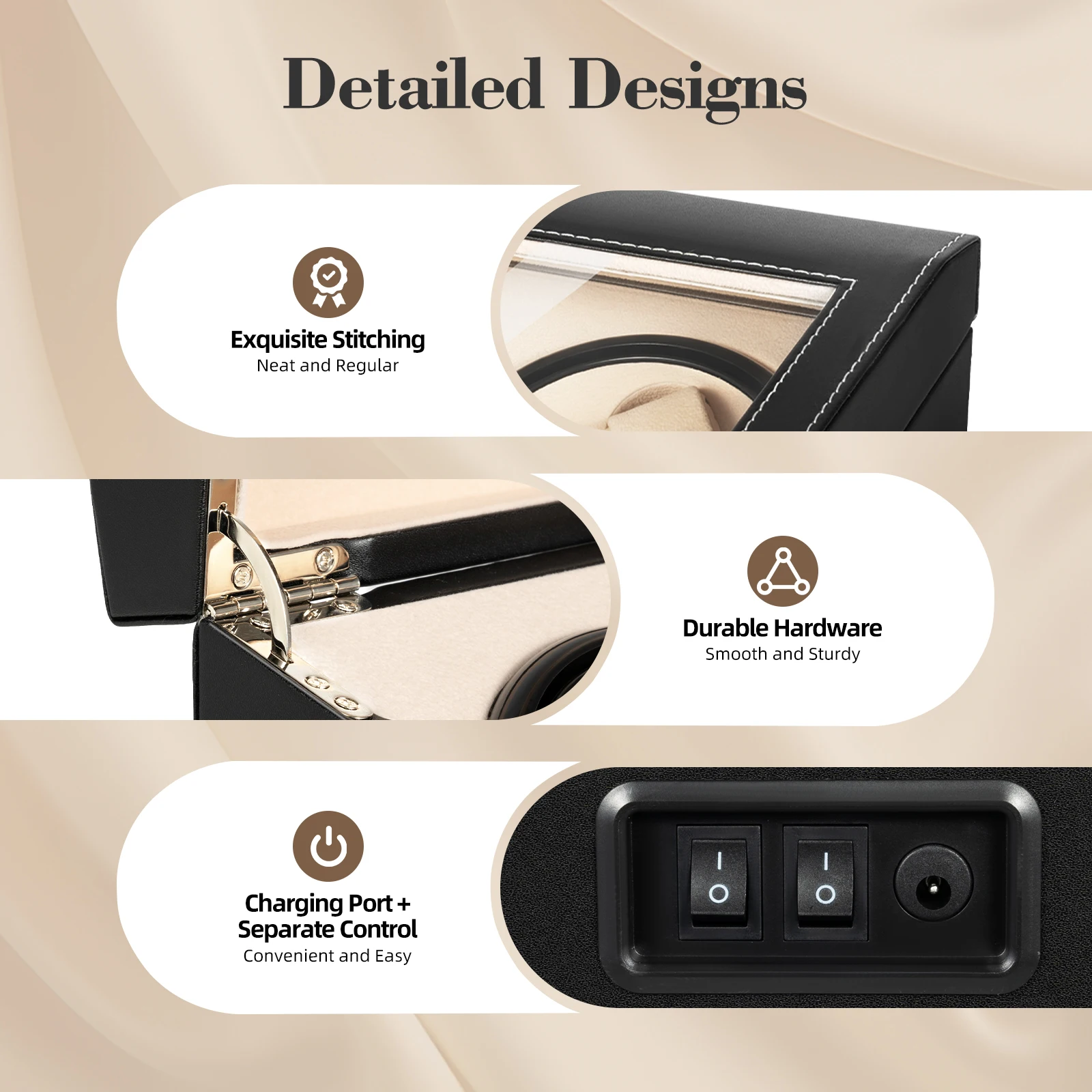 يجمع ملفاف الساعة الأوتوماتيكي المحرك الصامت مع مفتاح تحكم منفصل للاستخدام الشخصي، وعرض المتجر، وديكور المنزل