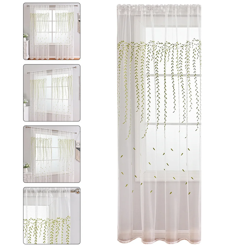 

Elegant Sheer Leaf Pattern Decorative Net Curtain For Bedroom Living Room Bathroom Home Privacy Window Screen Household Tulle