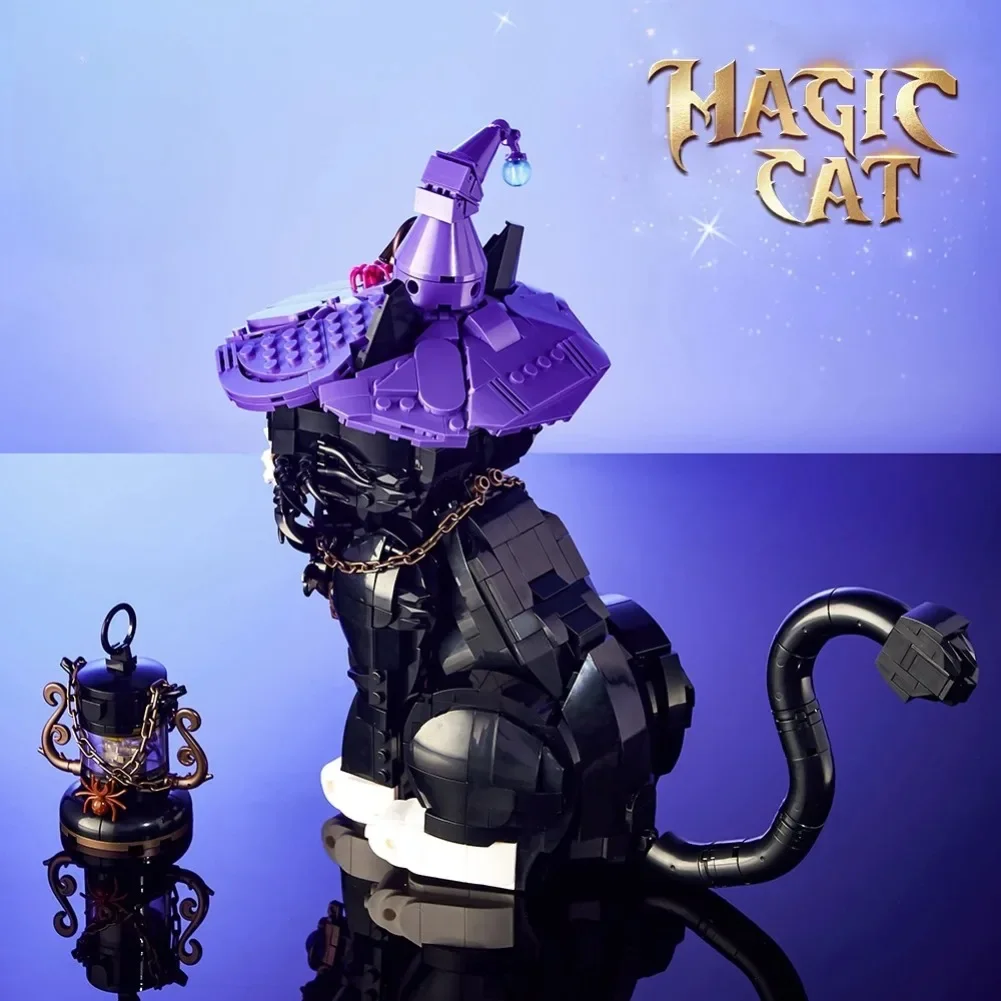 

1128 шт. MOC Magic Cat, строительные блоки, кирпичная сборка, модель, подарки для взрослых и детей, совместимые с глазами Leduo, можно менять цвет со светом