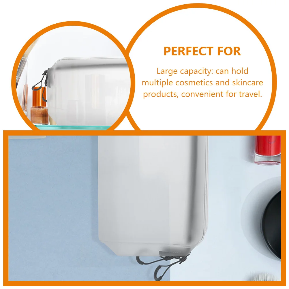 

2Pcs Makeup Bag Large Capacity Portable Organizer for Travel Toiletry Storage Women Zipper Pouches Semi-Transparent Tpu Material