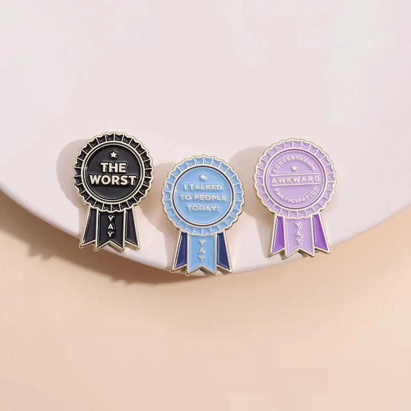 Custom Funny Medal Shape Enamel Pins I Talked to People Today Lapel Badges Social Awkwardness Brooches On Backpack Jewelry Gifts