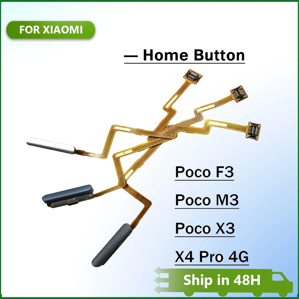 Fingerprint Scanner For Xiaomi Poco X3 Pro M3 F3 / M4 Pro 4G Home Button Fingerprint Menu Return Key Sensor Flex Cable