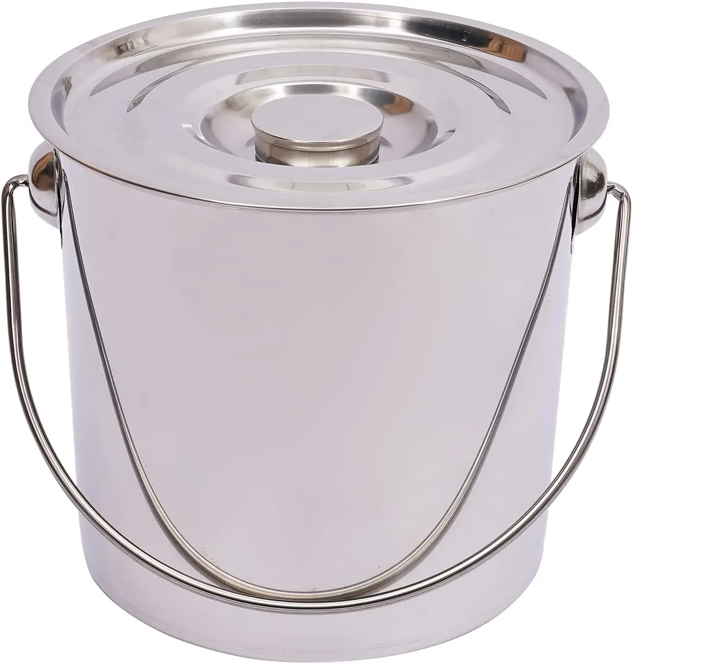 

Stainless Steel Kitchen Bucket, Stainless Steel Industrial Kitchen Bucket with Carry Handle + Lid for Kitchens, Bars, Parties
