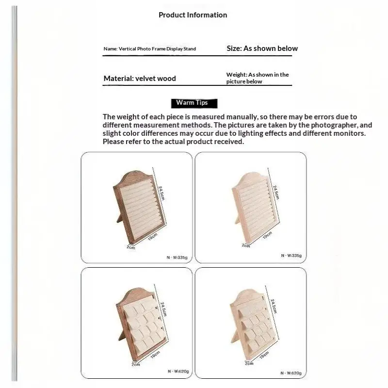 1 Stück Holzständer für Ohrringe, Ringe, Fotorahmen, Schmuck-Displayständer, Schmuckhalter, Samt-Schmuckablage, Ladentheken-Requisiten zur Präsentation – Detail 9