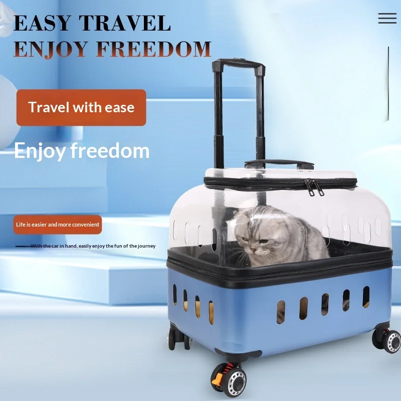Transportín transparente con ruedas para gatos y perros, maleta viaje - imagen 4