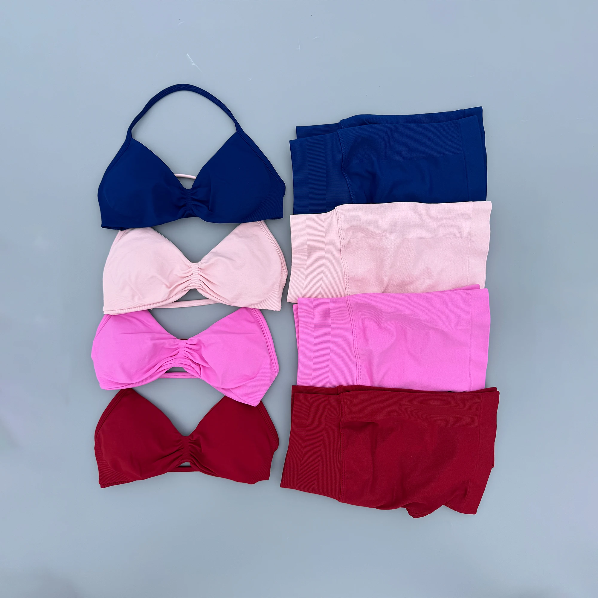 AURA SHARK Sports Set 2 Piece Women Strappy Gym Yoga Bra Workout Scrunch Shorts Fitness Sports Suit Clothes Seamless Yoga Set