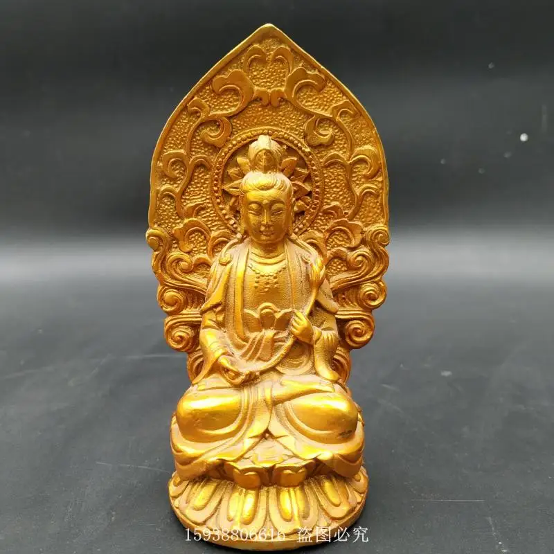 

Antiques, Bronze Wares, Antiques Collection, Ancient Pure Brass, Gilded Gold, Avalokitesvara Bodhisattva Statue and Figure Stat