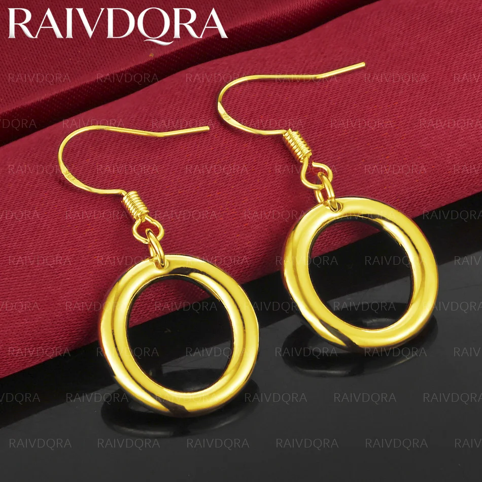 18K Gold Plated Earrings O-Shape Drop Earrings For Women Jewelry Fashion Party and Daily Wear Versatile