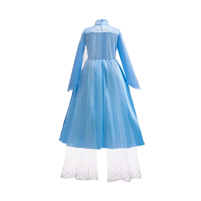 حكاية خرافية الأميرة إلسا نفس النمط فستان فتاة تأثيري ملكة الثلج الأزرق بأكمام طويلة بنطلون ملابس الحفلات رداء غير رسمية ob;8