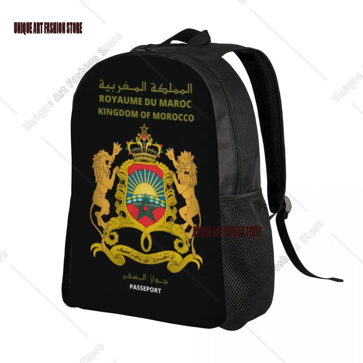 Moroccan Passport Backpack for Women Men Waterproof School College Kingdom Of Morocco Bag Print Bookbags