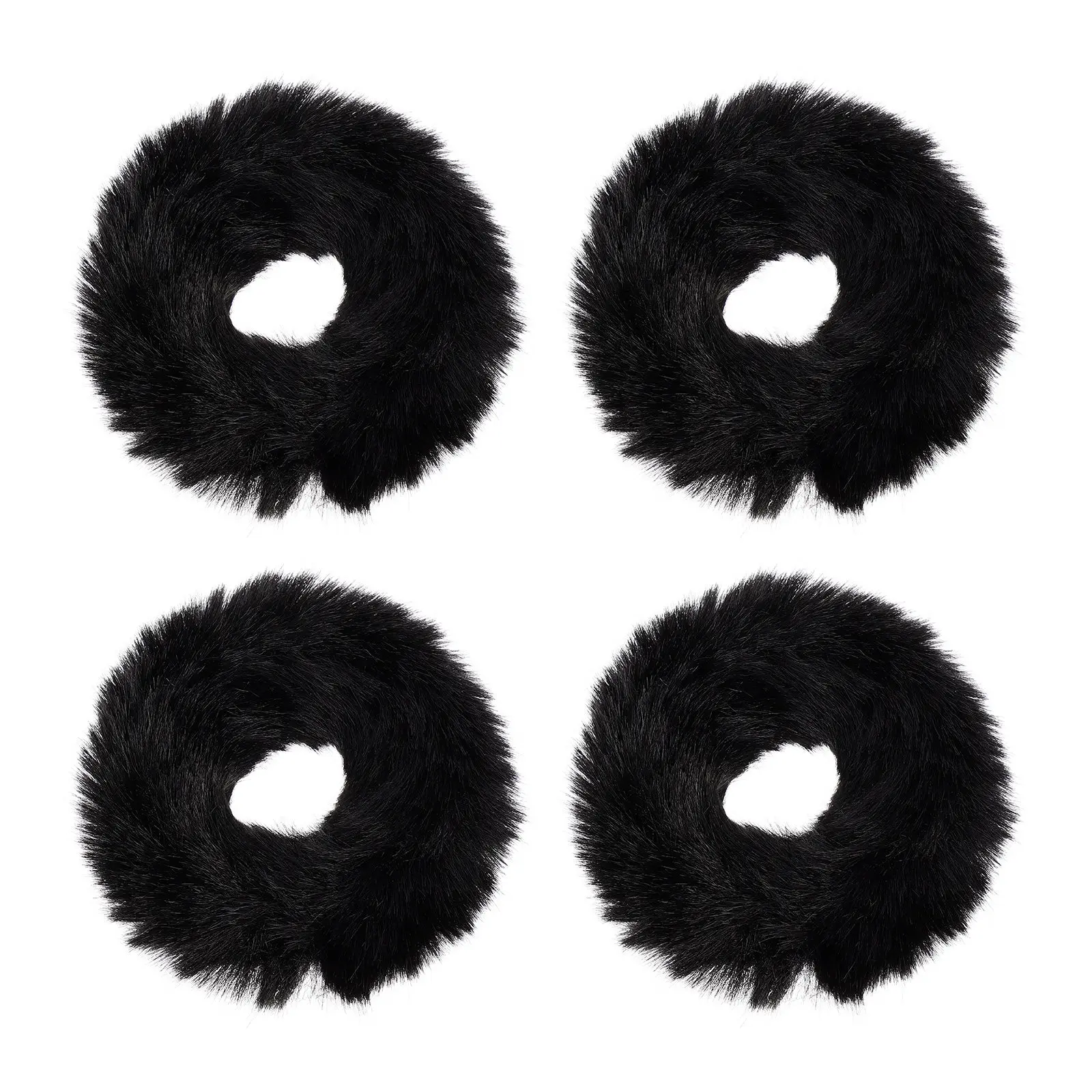 

4Pcs Hair Scrunchies Furry Hair Bands Elastic Ponytail Holders for Women Girls Suitable for Sports Parties Birthdays