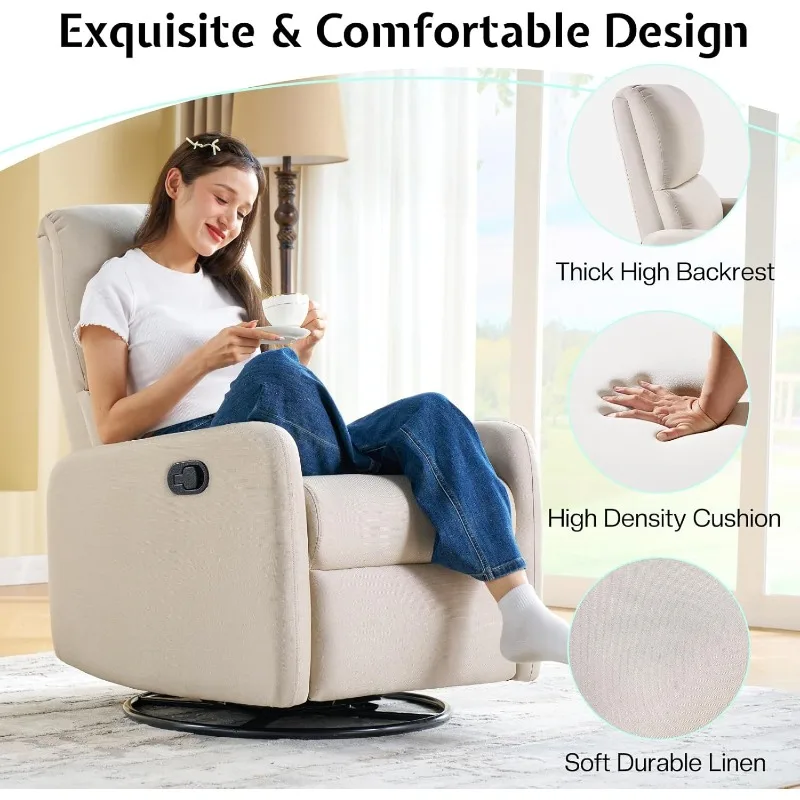 أفضل بيع - كرسي هزاز دوار للبالغين، كرسي هزاز للحضانة مع ظهر مرتفع، طائرة شراعية صغيرة للصغار #6