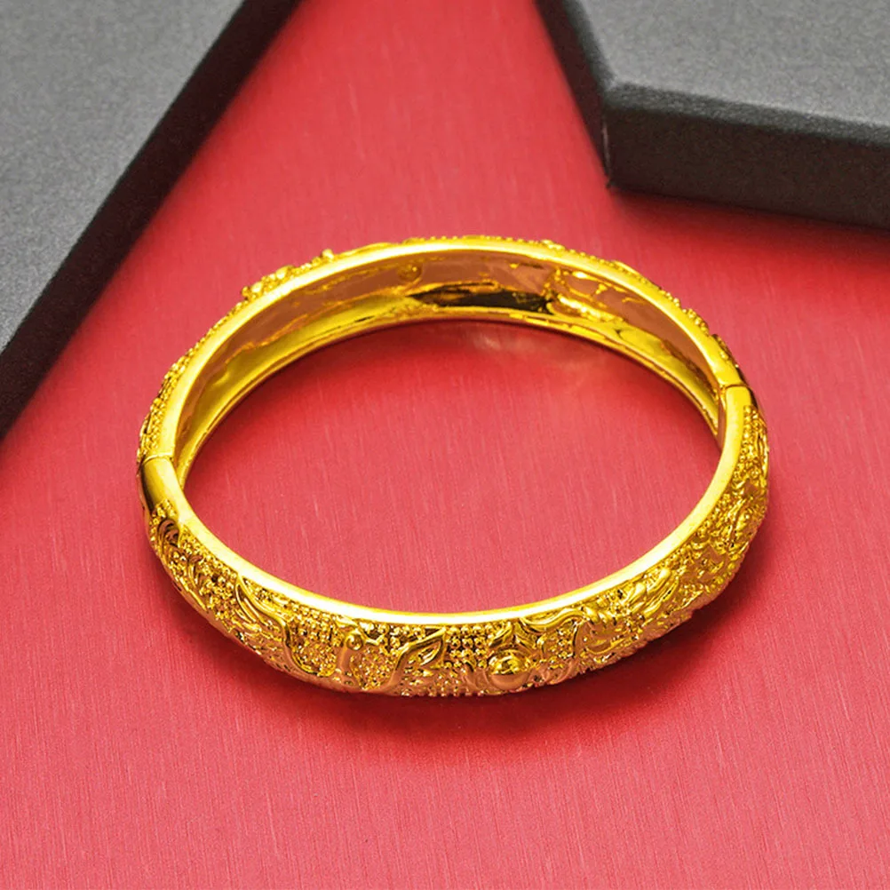 

1pc Dragon Bracelet Ethnic Style Gold Plated Brass Durable Creative Women Bangle For Daily Wear Party Travel Gift Hand