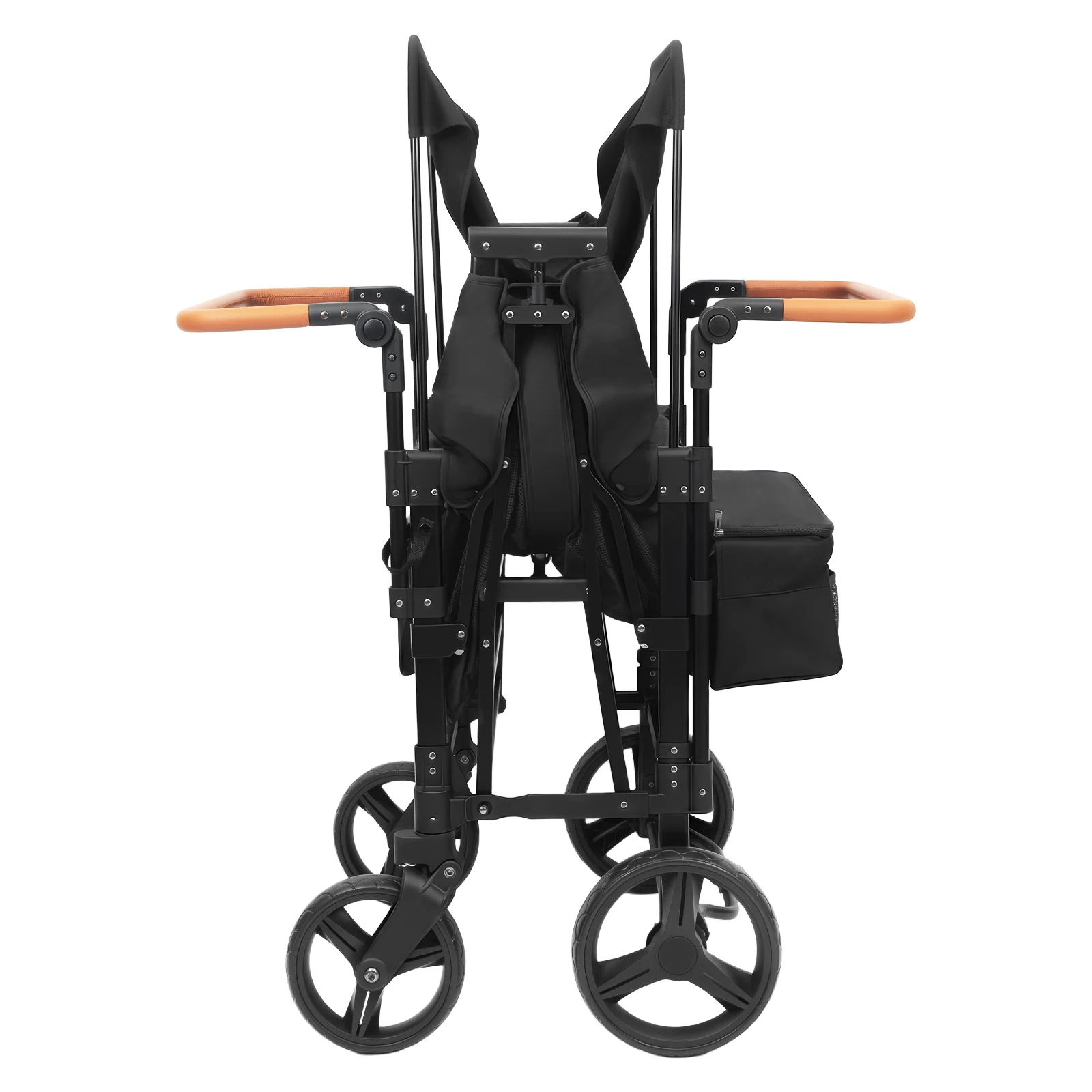 4-Seat Heavy-Duty Wagon with Lockable Wheels, Extra Large Foldable Utility Cart with Adjustable Handle for Beach & Park Camping