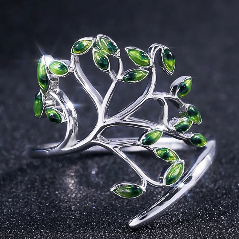 Huitan Live Tree Shaped Cocktail Party Damen Ring Frisches stilvolles Geburtstagsgeschenk für Frauen Mode verstellbare offene Ringe