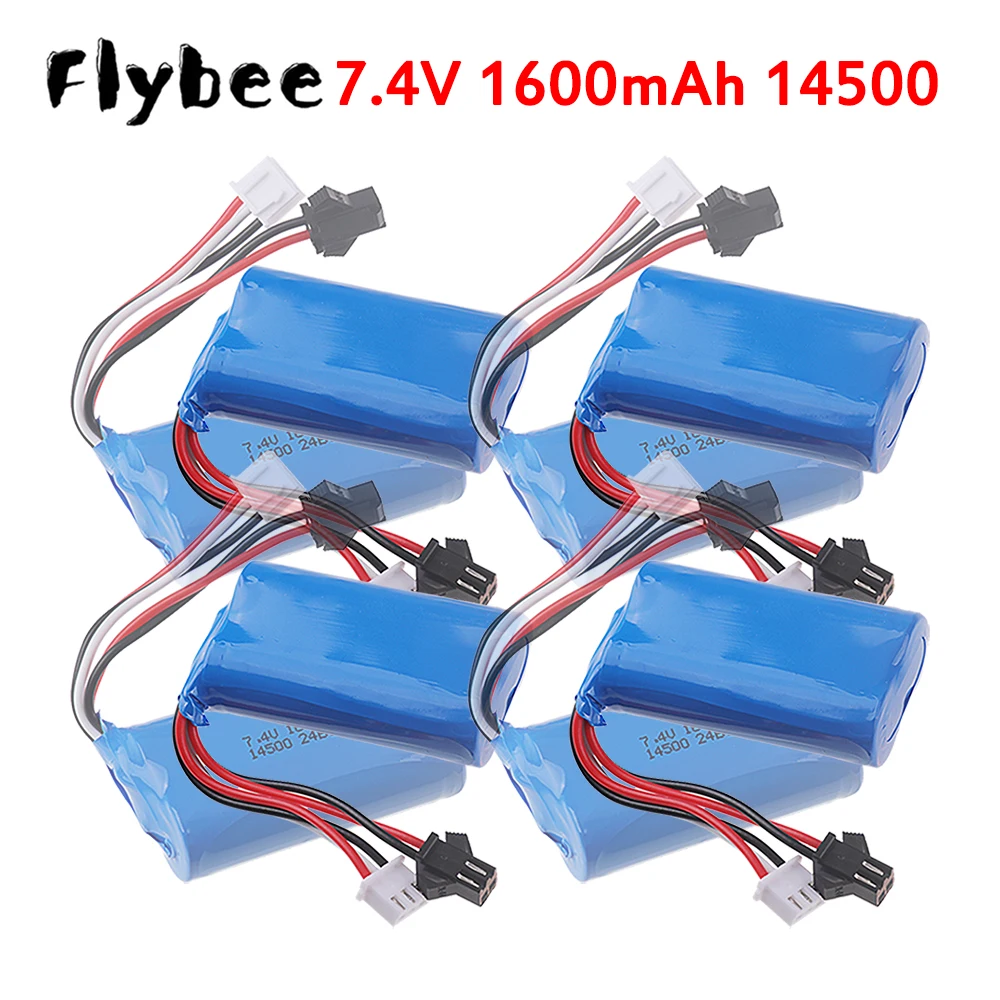 7.4V 1600mah 14500 Li-ion battery with SM PLUG For MN45 WPL D12 RC toys Car Boat Gun Speedboat parts 7.4v Rechargeable Battery