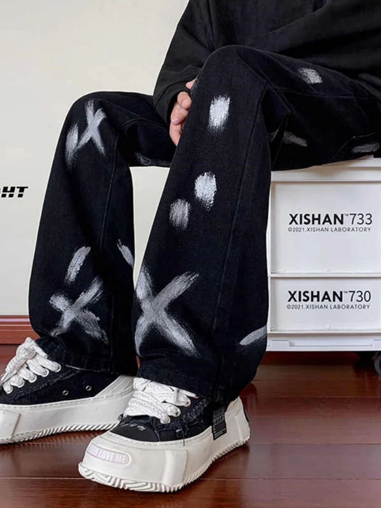 

Джинсы American Vibe Tie Dye, мужские модные брюки в стиле хип-хоп с широкими штанинами и прямым кроем, молодежные, повседневные, износостойкие