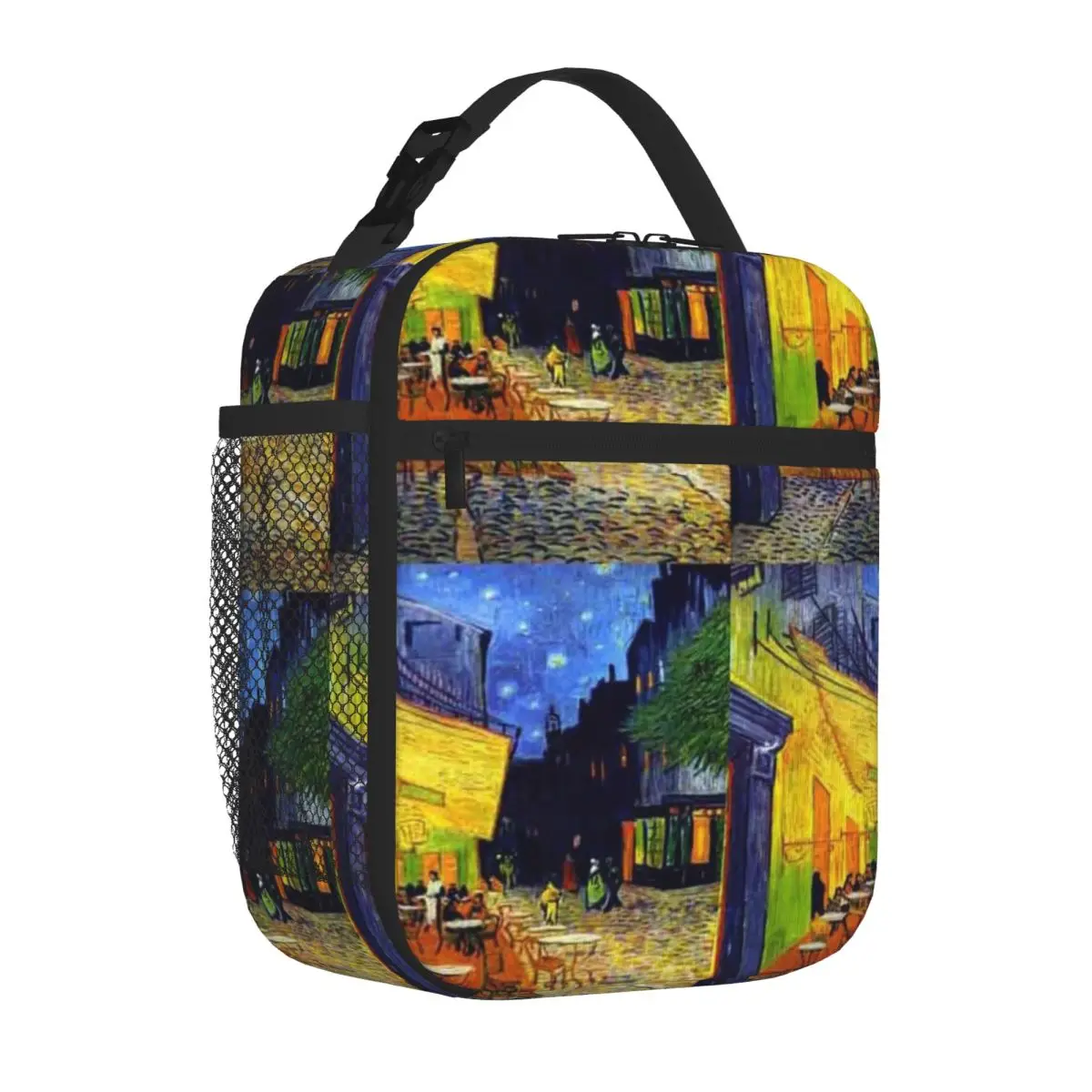 Bestselling Cafe Terrace At Night - Van Gogh Stitched Detail Food Storage Bag Cruise Travel Food Cooler Bag