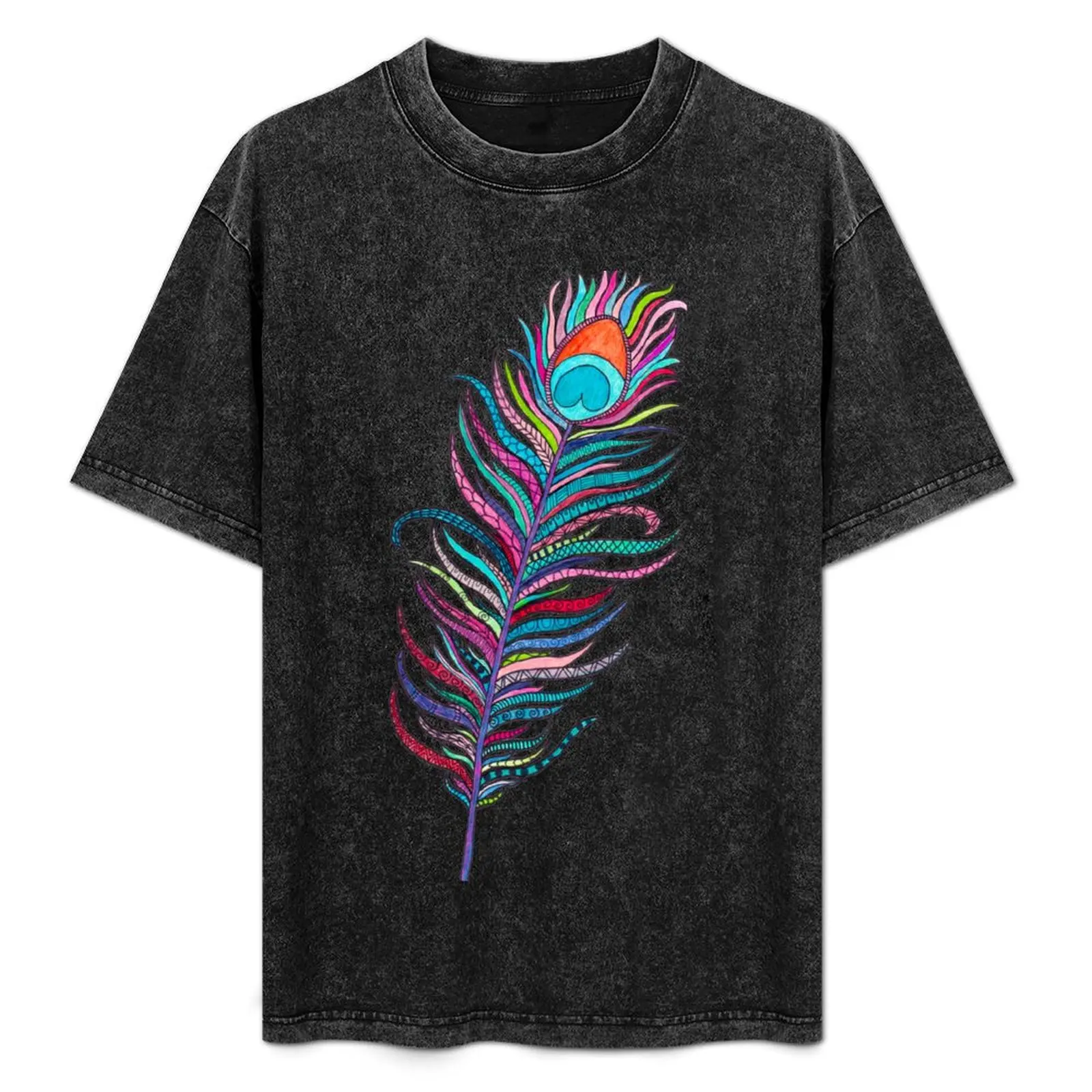

Peacock Leaf Zen T-Shirt Casual Light Summer Short Sleeve Top