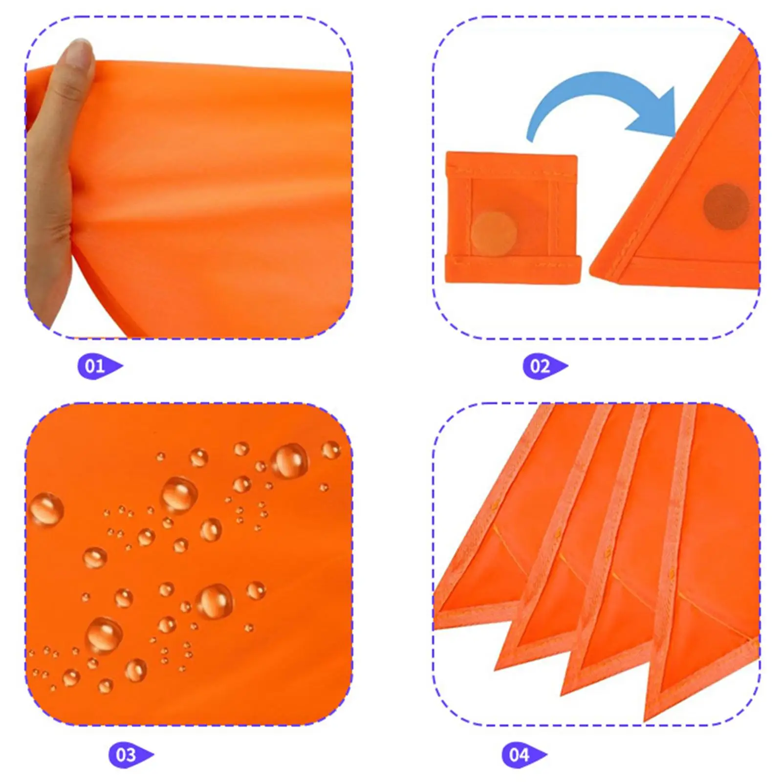High Visibility Orange Security Signs Kit Attachments for Tents Tear Resistant Lightweight Multipurpose Triangle Shape