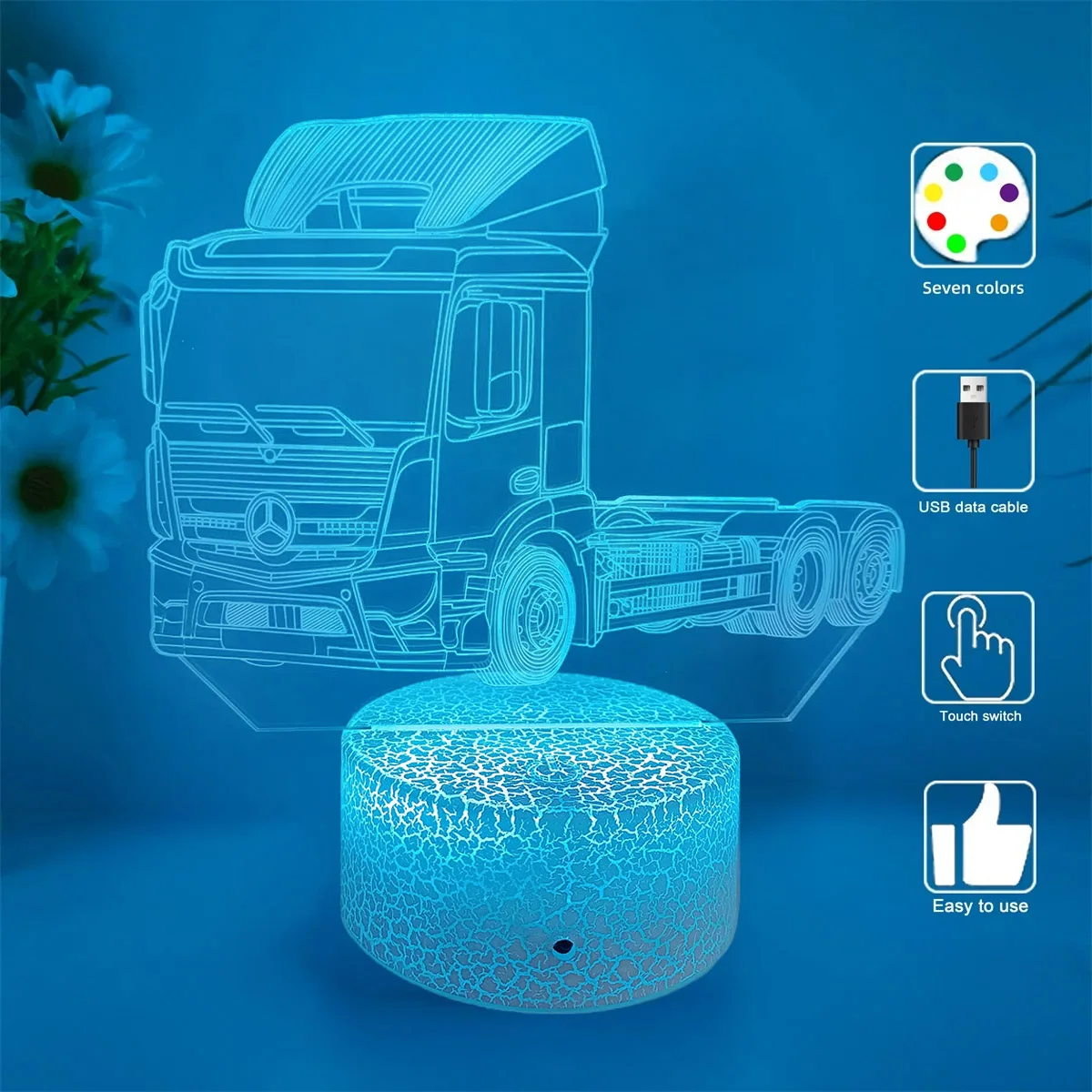 2025 New Construction Vehicles 3D Lamp with Touch & Remote Control, 16 Adjustable Colors, CE / Rohs Certified – Fast Shipping