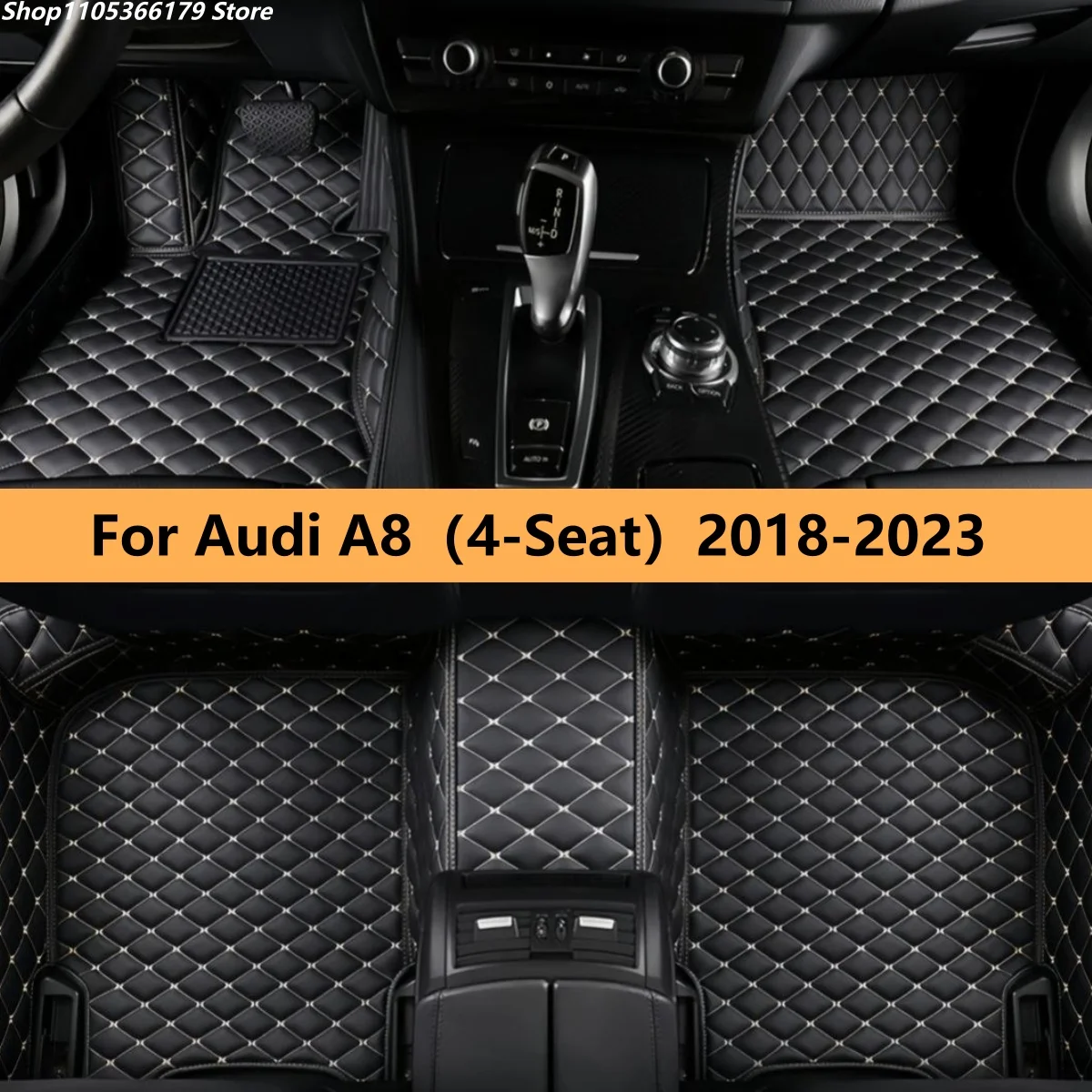 

Car Floor Mat Fit For Audi A8（4Seat）2018 2019 2020 2021 2022 2023 Auto Accessories Carpet Pads Full Set Leather Matts