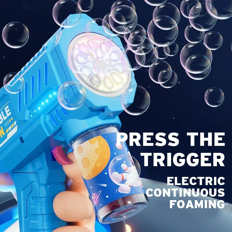 Fully Automatic Bubble Gun Rocket Bubbles Machine Automatic Blower with Bubble Liquid Toy for Kids Beach Outdoor Bubble